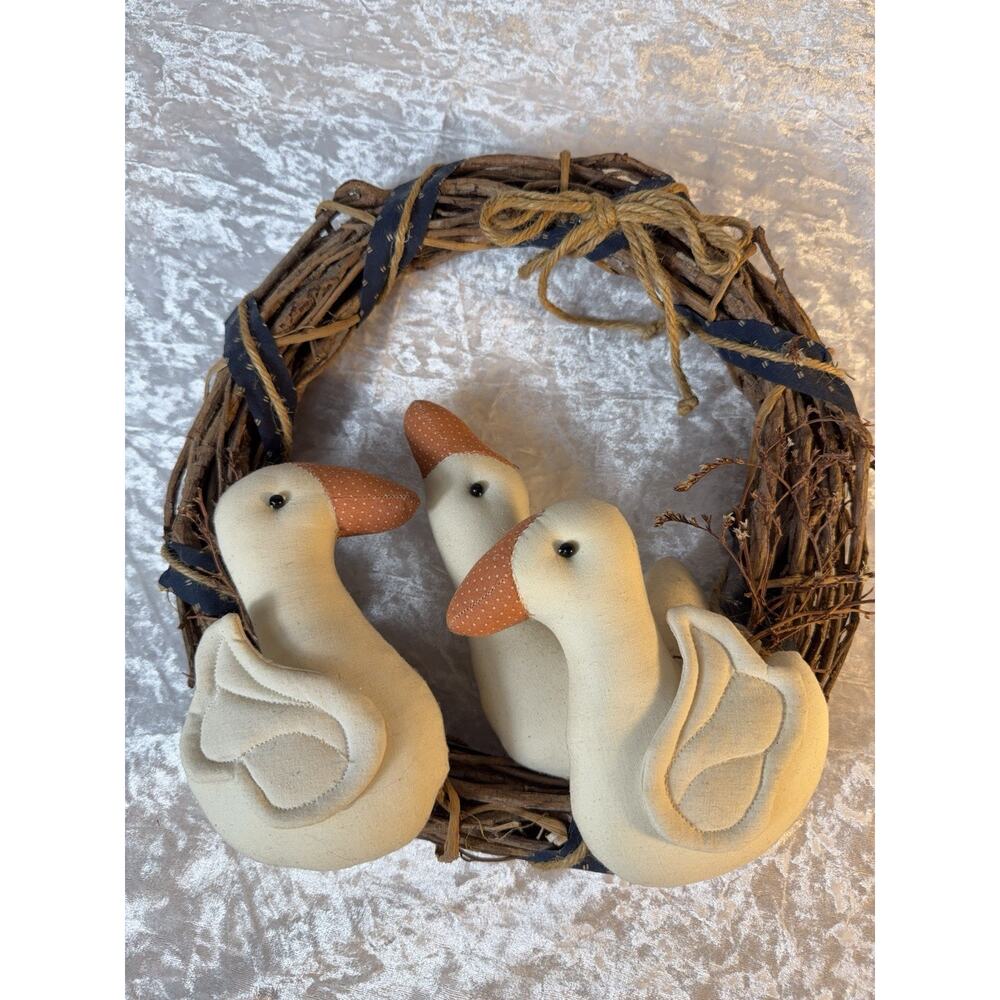Vintage Handmade Goose Wreath 12x12 Primitive Farmhouse Country Wall Decor